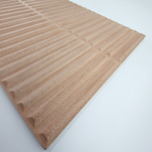 Detail and 3D textured of Fluted Stripes Powder Pink Tile