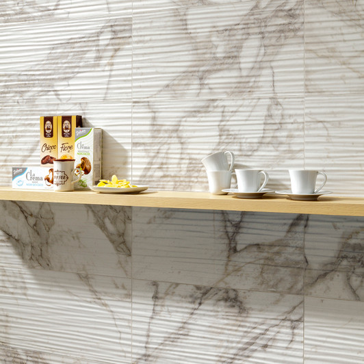 Stunning wall featuring Symphony Moon 3d Fluted Tile