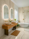 High End Bathroom Featuring Venus Amber 24x48 Veincut