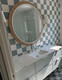 Fez Cielo and Bianco Checkerboard layout in a bathroom