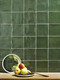 Green zellige look kitchen backsplash