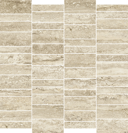 Elements Beige Porcelain Mosaic | Vein Cut Travertine Look Tile