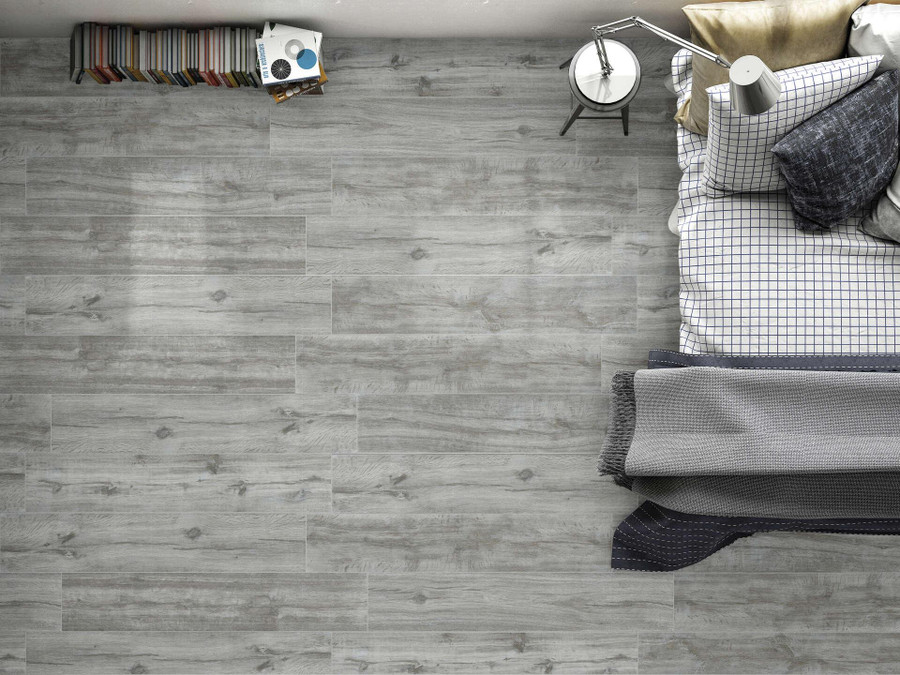 Wild Gris porcelain wood look plank flooring