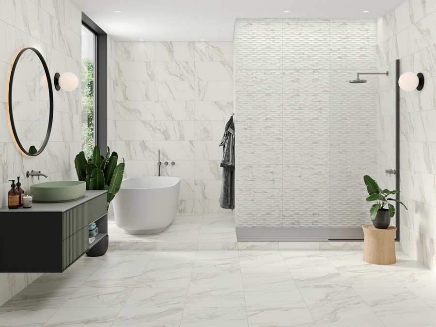 Lux bathroom designed with Golden Hill Wall Tile