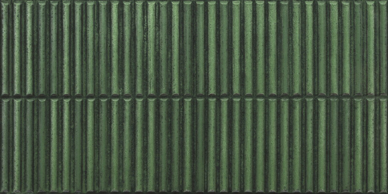 house on the hill グリーンストライプ柄 Modern 3D Fluted Porcelain Wall Tile | Homey Stripes Green