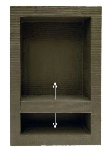 Waterproof, tile-ready niche with adjustable shelf