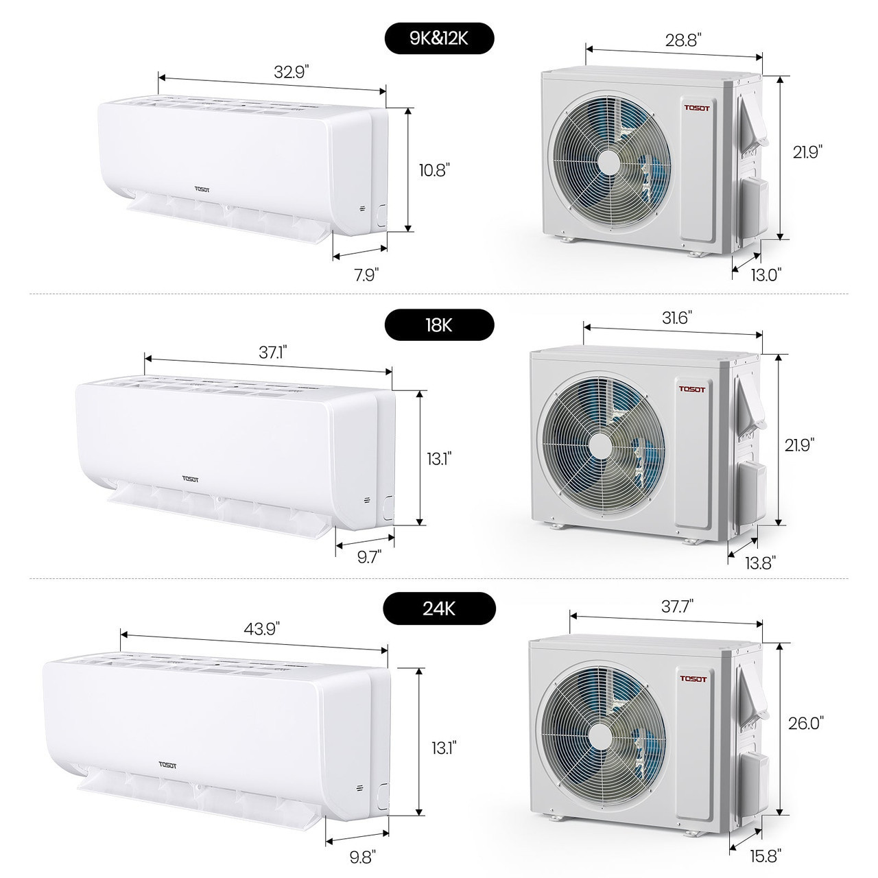 Tosot 36,000 BTU Mini-Split Heat Pump AC System-230V