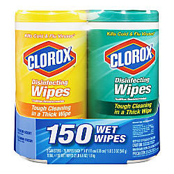 Clorox; Disinfecting Wipes, 75 Wipes Per Tub, Pack Of 2 Tubs Office Wagon