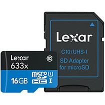 Lexar; microSDHC&trade; High-Performance UHS-1 Memory Card, 16GB