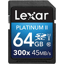 Lexar; Platinum II Class 10 300x SDXC&trade; Memory Card, 64GB, LSD64GBBNL300