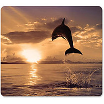 Fellowes Recycled Optical Mouse Pad - Dolphin Jumping - 8 inch; x 9 inch; x 0.1 inch; Dimension - Rubber - Scratch Resistant, Skid Proof