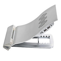 KellyREST&trade; Deluxe Aluminum Notebook Riser With Cooling Fan, Silver