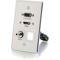 C2G HDMI, VGA, 3.5mm and Keystone Pass-through Wall Plate - Aluminum