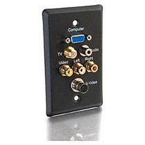 C2G Single Gang HD15 VGA + F-Type + 3.5mm + S-Video + RCA Audio/Video Wall Plate - Black