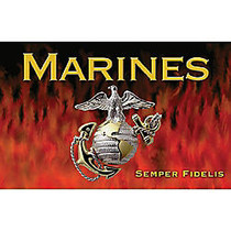 California Color Products Marines Door Mat, 24 inch; x 36 inch;, Flames, Pack Of 3