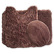 Lavish Home 3-Piece Super Plush Non-Slip Bath Mat Rug Set, Chocolate