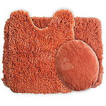 Lavish Home 3-Piece Super Plush Non-Slip Bath Mat Rug Set, Rust