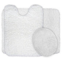 Lavish Home 3-Piece Super Plush Non-Slip Bath Mat Rug Set, White