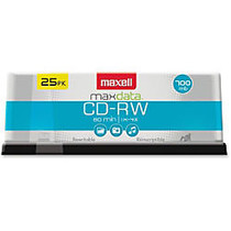 Maxell; CD-RW Rewritable Media Spindle, 700MB/80 Minutes, 1x-4x, Pack Of 25
