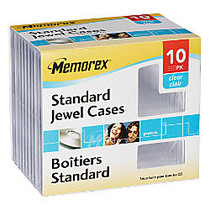 Memorex; CD Jewel Cases, Standard Size, Clear, Pack Of 10