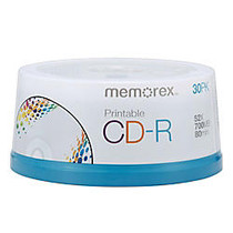 Memorex; CD-R Media Spindle, Inkjet Printable, 700MB/80 Minutes, Pack Of 30