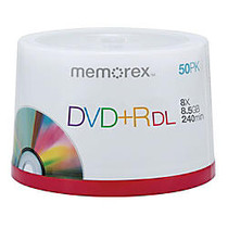 Memorex; DVD+R Double Layer Recordable Media Spindle, 8.5GB/240 Minutes, Pack Of 50