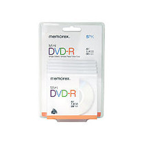 Memorex; Mini DVD-R Media With Jewel Cases, 1.4GB/30 Minutes, Pack Of 5