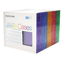 Memorex; Slim CD Jewel Cases, Assorted Colors, Pack Of 30