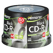 Memorex&trade; CD-R Recordable Media Spindle, 700MB/80 Minutes, Black, Pack Of 50