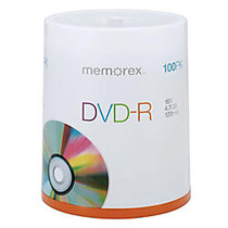 Memorex&trade; DVD-R Recordable Media Spindle, 4.7GB/120 Minutes, Pack Of 100