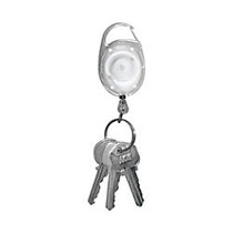 Tatco Reel Key Chain With Carabiner, 30 inch;, Chrome/Clear, Pack Of 6