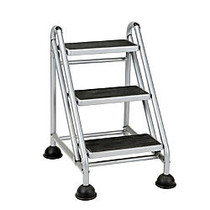 Cosco; Rolling Commercial Step Stool, 3-Step, 26 3/5 Spread, Black/Platinum