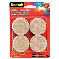 Scotch; Self-Stick Floor Care Pads, 1 5/8 inch; Round, Pack Of 8