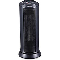 Lorell 17 inch; Ceramic Tower Heater - Ceramic - Electric - Electric - 1 kW to 1.50 kW - 2 x Heat Settings - 100 Sq. ft. Coverage Area - 1500 W - Indoor - Tower - Black