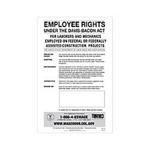 ComplyRight Federal Contractor Posters, English, Davis-Bacon Act, 11 inch; x 17 inch;