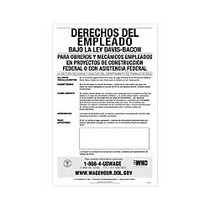 ComplyRight Federal Contractor Posters, Spanish, Davis-Bacon Act, 11 inch; x 17 inch;