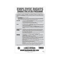 ComplyRight Federal Specialty Posters, English, Employee Rights Under The H-2B Program, 11 inch; x 17 inch;