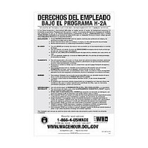 ComplyRight Federal Specialty Posters, Spanish, Employee Rights Under The H-2A Program, 11 inch; x 17 inch;