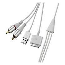 4XEM 30-Pin To RCA Audio Male Plus USB Charging Combo Cable