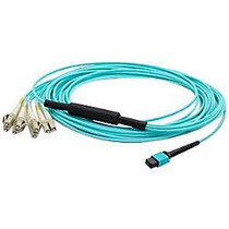 AddOn 7m MPO (Female) to 4xLC (Male) 8-strand Aqua OM4 Duplex (8xLC) LSZH LOMM Fanout Cable