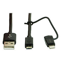 Ativa; Micro USB 2.0 Cable With Lightning Adapter, 6', Black, 27578
