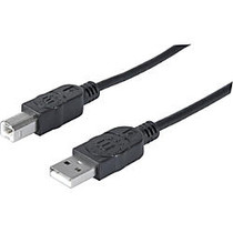 Manhattan Hi-Speed A Male/B Male USB Device Cable, 6', Black