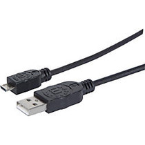 Manhattan Hi-Speed A Male/Micro-B Male USB Device Cable, 1.5', Black