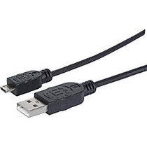 Manhattan Hi-Speed A Male/Micro-B Male USB Device Cable, 6', Black