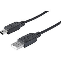 Manhattan Hi-Speed A Male/Mini-B Male USB Device Cable, 6', Black