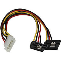StarTech.com 12in LP4 to 2x Right Angle Latching SATA Power Y Cable Splitter - 4 Pin Molex to Dual SATA
