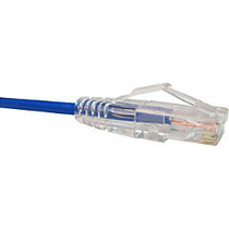 Unirise Clearfit Slim Cat6 Patch Cable, 28AWG, Snagless, Blue, 15ft