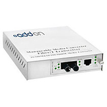 AddOn 10/100/1000Base-TX(RJ-45) to 1000Base-BXD(ST) BiDi SMF 1550nm/1310nm 20km Managed Media Converter