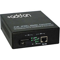 AddOn 10/100/1000Base-TX(RJ-45) to 1000Base-BXU(SC) BiDi SMF 1310nm/1550nm 20km POE Media Converter