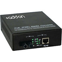 AddOn 10/100/1000Base-TX(RJ-45) to 1000Base-BXU(ST) BiDi SMF 1310nm/1550nm 20km POE Media Converter